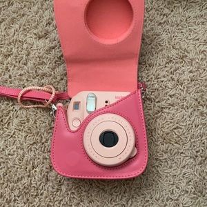 Pink instax mini 8 with case